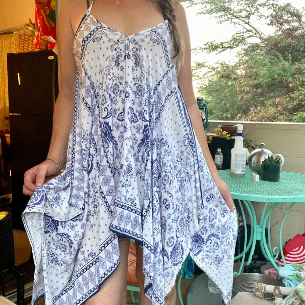 Bandana dress white/blue, Size One size fits most S - L